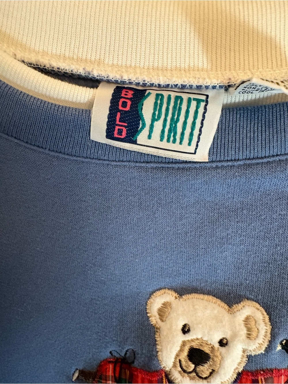 Bear Scarecrow Fall Pumpkin Halloween Vintage Sweatshirt Blue XL Bold Spirit Y2K - Picture 3 of 8